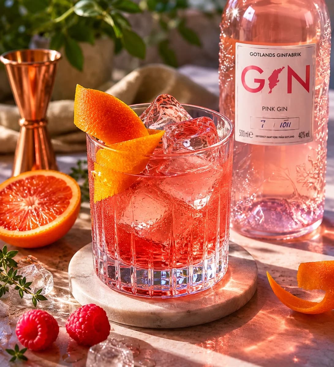 Bild på Pink Negroni med Gotlands Ginfabrik Pink Gin